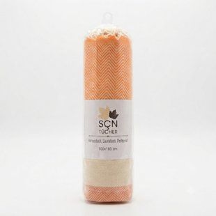 Пештемаль Organic бавовняний із льону ялинка 100х180 см оранж 2233346016 фото