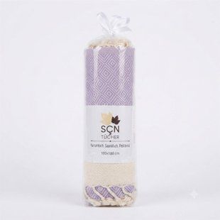 Пештемаль Organic бавовняний із льону ялинка 100х180 см лаванда 1233346016 фото